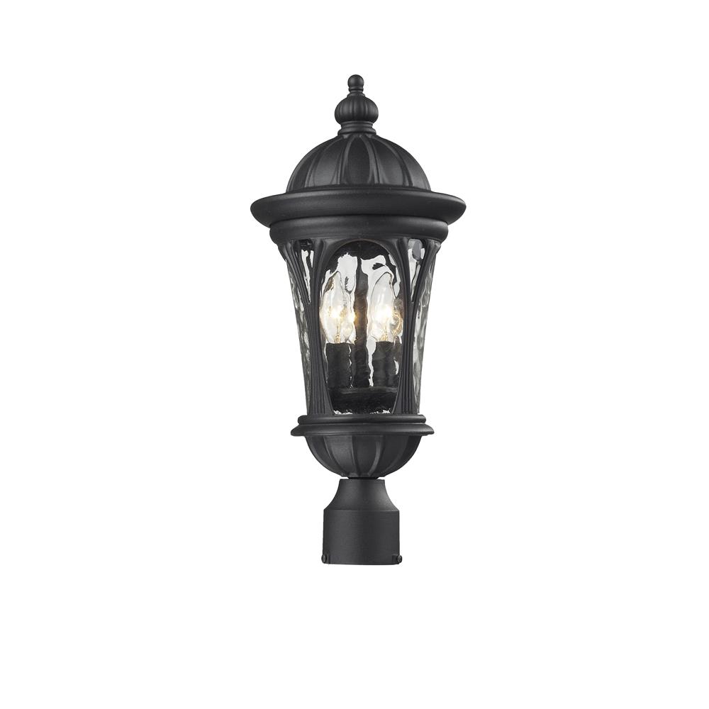 Z-Lite 543PHM-BK Outdoor Post Light in Black with a Water glass Shade